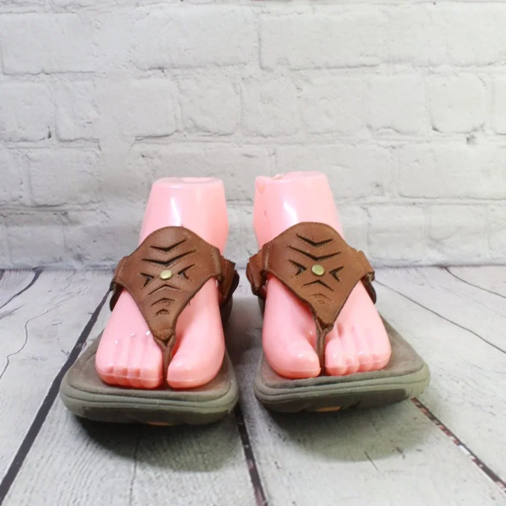 Merrell Adhera Brown Leather Casual Flats Thong Sandal Size US 9 - Picture 4 of 9